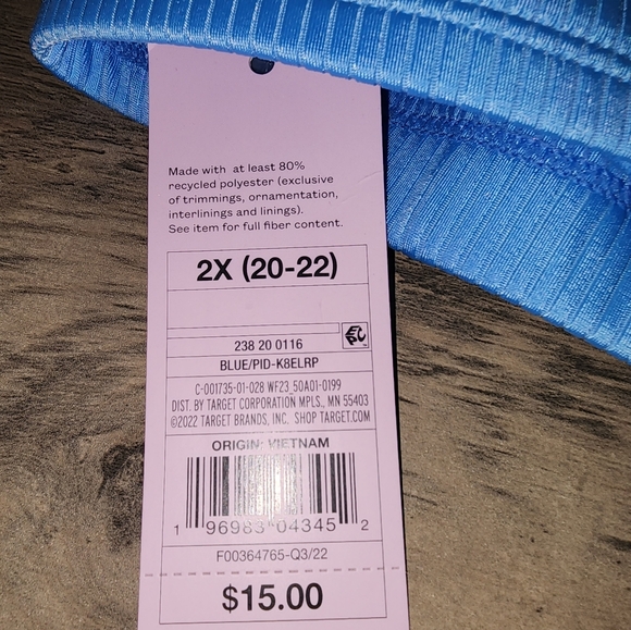 New Wild Fable 2X blue bathing suit top - Picture 3 of 3